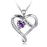 925 Sterling Silver Love You Forever Heart Pendant Necklace for Women Mother Wife at Birthday Christmas
