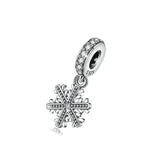 Snowflake zircon beads charms  Sterling Silver Beaded Bracelet Accessories  Christmas Gift Jewelry