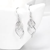 Classic Double Linear Loops Design Twist Wave Earrings 925 Sterling Silver