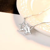 Silver luck star shape cubic zircon Pendant Necklace