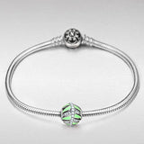 Mothers Day Charms Gifts Feather 925 Sterling Silver Green Bead Charms for Bracelet and Necklace, Special Gifts for Her
