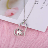 S925 Sterling Silver Lucky Elephant Love Heart Mother and Daughter Necklace for Women