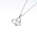 Double Hearts Shaped Necklace Wholesale 925 Sterling Silver Jewelry For Woman