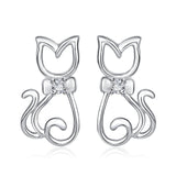 Cat design earrings sterling silver earrings 925 with CZ from factory
