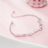 Jewelry Women Custom Adjustable Double Chain Message Engraved  Bracelet