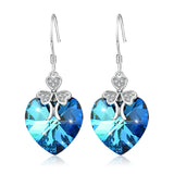 Romantic  Love & Kiss Drop Earrings 925 Sterling Silver Red Heart Women Jewelry Gift