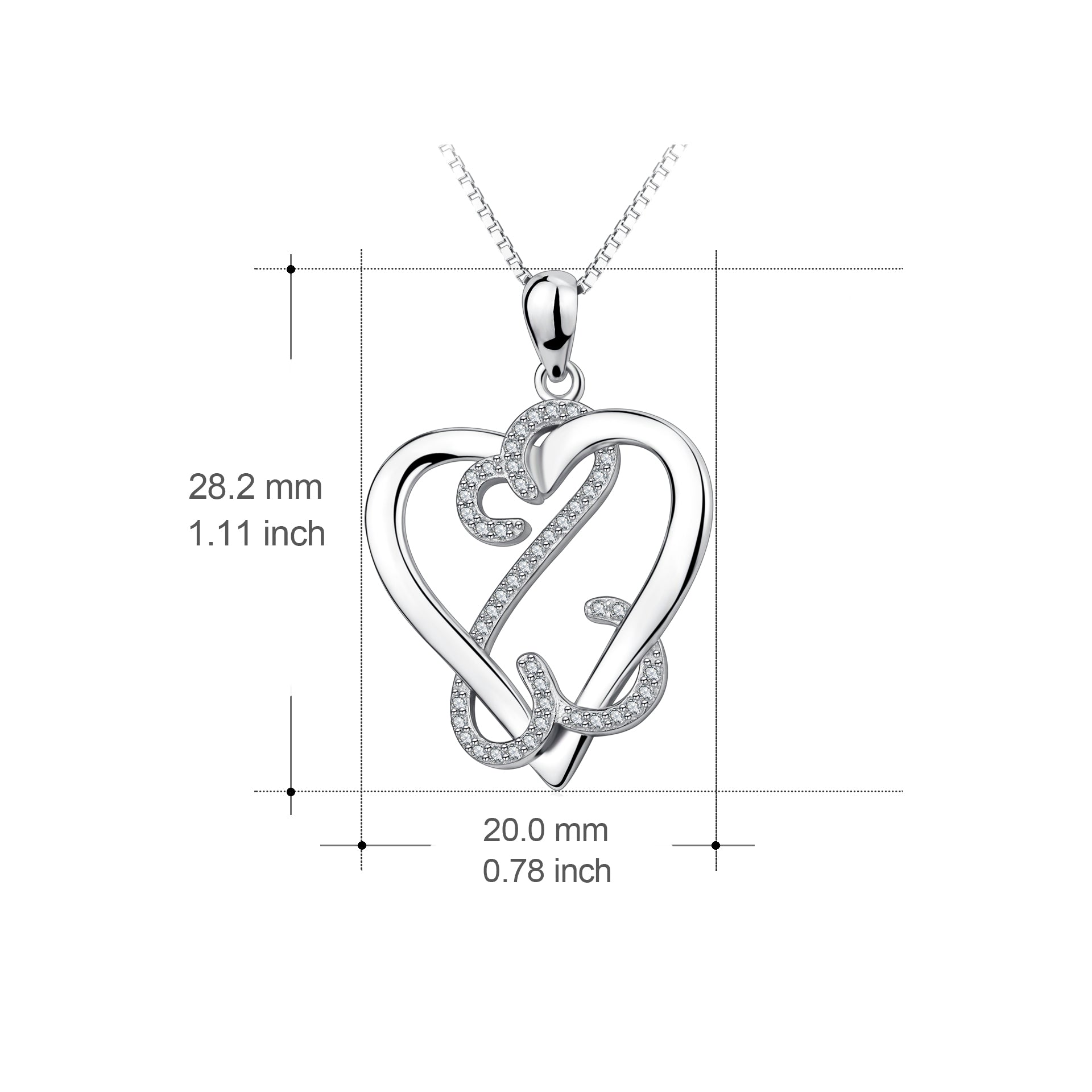 Custom Wholesale Necklace Latest Design Cubic Zircon Charm Sterling Heart Necklace