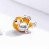 925 Sterling Silver Cute Yellow Clownfish Beads Fit DIY Bracelet Charm Precious Jewelry For Women