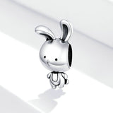 925 Sterling Silver Cute Rabbit Charm For DIY Charm Precious Jewelry For Women
