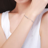 S925 Sterling Silver White Gold Plated Cuibic Zircon Star&Moon Secret Bracelet /Bangle