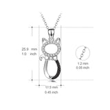 Rhodium And Black Plating Necklace Cute Cat Zirconia Silver Necklace