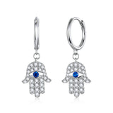925 Sterling Silver Exquisite Fatima Hand Dangle Earrings Precious Jewelry For Women