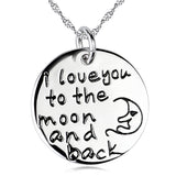 Disc Engraved Necklace Jewelry 925 Silver Round Moon Carving Necklace