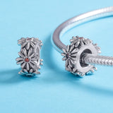 S925 Sterling Silver Zirconia Daisy Garland Silicone Charms