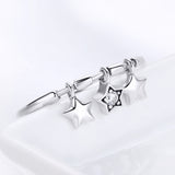 S925 sterling silver star's waiting ring oxidized Cubic Zirconia ring