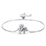 Silver Oxidized Drop Zircon Daisy and Cherry Blossom Bracelet