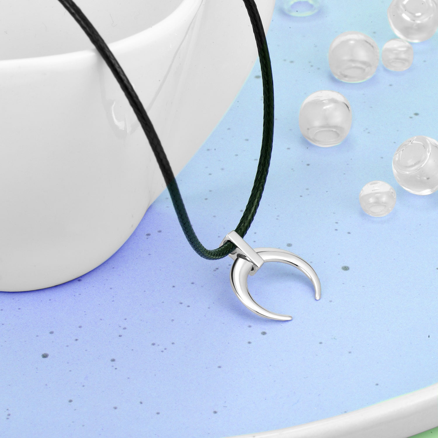 Half Crescent Moon Pendant Necklace For Man Jewelry Design