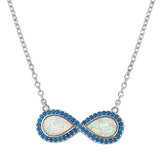 S925 Sterling Silver European and American Style Blue and White Lab Opal Infinity Pendant Necklace Women's Accessories