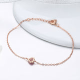 S925 Sterling Silver Rose Gold Plated Zircon Elegant Heart Bracelet
