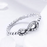 S925 Sterling Silver Heart Eternity Ring Oxidized Cubic Zirconia Ring