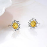 Daisy Earrings Sunflower Plant Two-color Plating Silver Earrings Wholesale