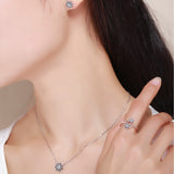 S925 sterling silver elegant snowflake jewelry set oxidized zircon jewelry