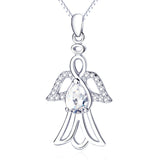 Cubic Zircon Angel Shape Pendant Necklace Shining Design For Beautiful Girls