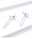 925 Sterling Silver Long Chain Tassel Dangle Earrings Precious Jewelry For Women