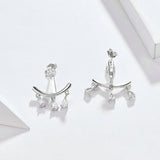 925 Sterling Silver Clear Cubic Zirconia Ear Jacket for Women Wedding Statement Crystal Jewelry