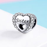 S925 sterling silver Oxidized zirconia  sister Charms