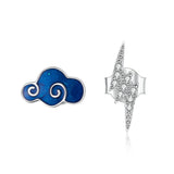 925 Sterling Silver Exquisite Clouds and Lightning Stud Earrings Precious Jewelry For Women
