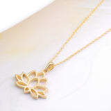 Water Lily Plant Engraved Hollow Lotus Favorite Necklace