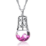 925 Sterling Silver Various Color Crystal Month Birth Stone Bulb Pendant Necklace