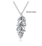 Authentic 925 Sterling Silver Good Lucky Leaf Pendant Necklace with Clear CZ Vintage Jewelry for women girl