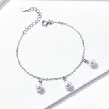 S925 Sterling Silver White Gold Plated Pearl Bracelet