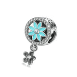 Flower Crystal Zircon beads charms Sterling Silver Beaded Ornament Bracelet Beads Pendant Accessories