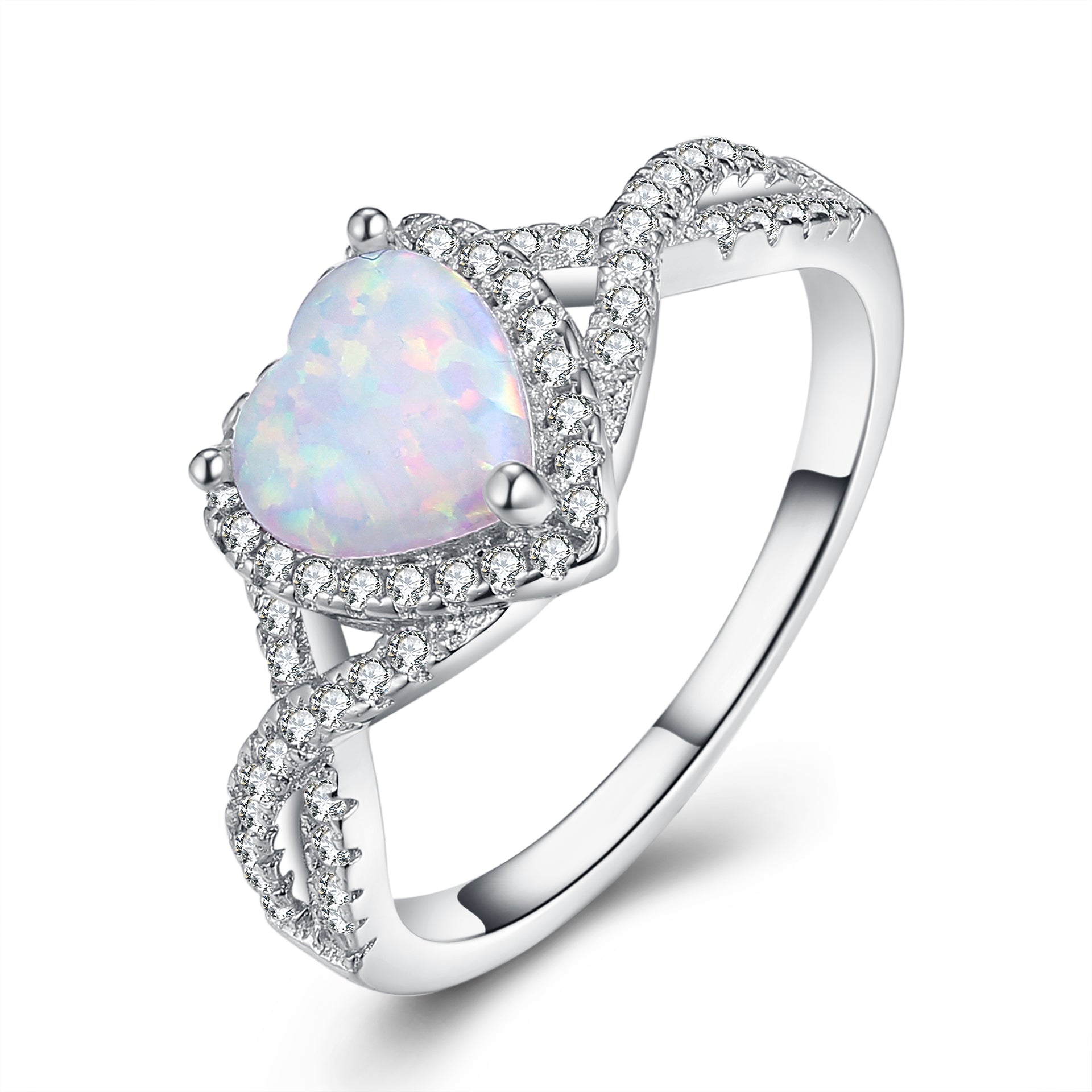 Finger Rhodium Plated Jewelry Zirconia And Opal 925 Silver Latest Ring Designs For Girls