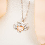 925 sterling silver cute owl pendant chain necklace with rose gold color heart diy fashion jewelry making for women gift