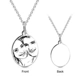COPPER PERSONALIZED PHOTO ENGRAVED OVAL PENDANT NECKLACE