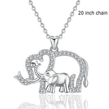 Sterling Silver Double Elephant Necklaces For Women New Fashion Style Mama Baby Pendants Women Female Jewelry Mom Gift