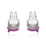 S925 sterling silver rabbit Stud earrings zodiac jewelry