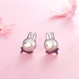  silver rabbit Stud earrings