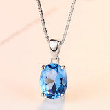 sky blue topaz gemstone pendant necklace for ladies sterling silver necklace wholesale