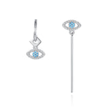 S925 Sterling Silver Evil Eye Asymmetric Drop Earrings