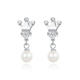 S925 sterling silver pearl crown stud earrings fashion jewelry