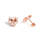 S925 Sterling Silver Owl Zircon Stud Earrings