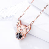S925 sterling silver set chain 100 languages projection necklace zodiac transfer pig jewelry