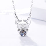 S925 sterling silver set chain 100 languages projection necklace zodiac transfer pig jewelry