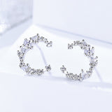 S925 Sterling Silver Earrings Light Luxury Crescent Earrings Set With Zircon Jewelry Trendy Accessories