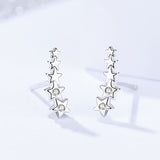 S925 Sterling Silver Jewelry Women Fashion Creative Design Zircon Earrings Star Earrings